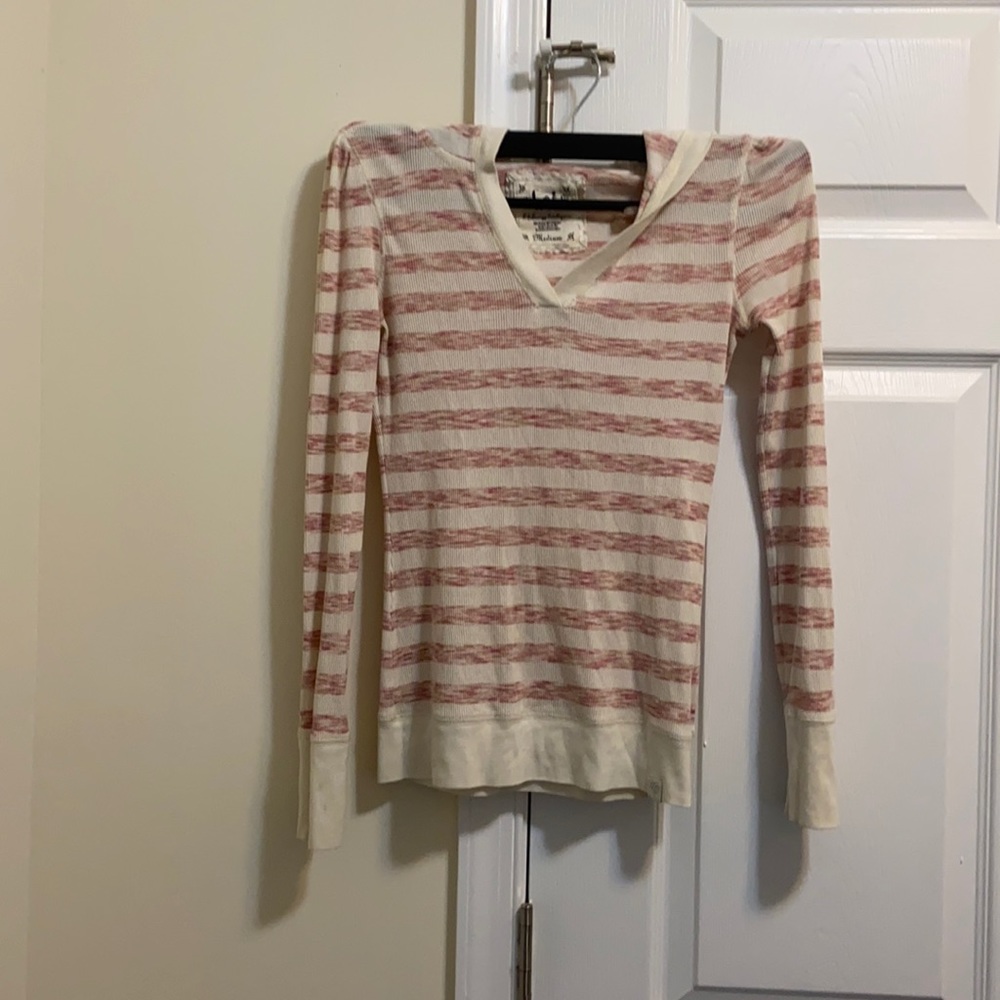 Pink and tan striped hoodie